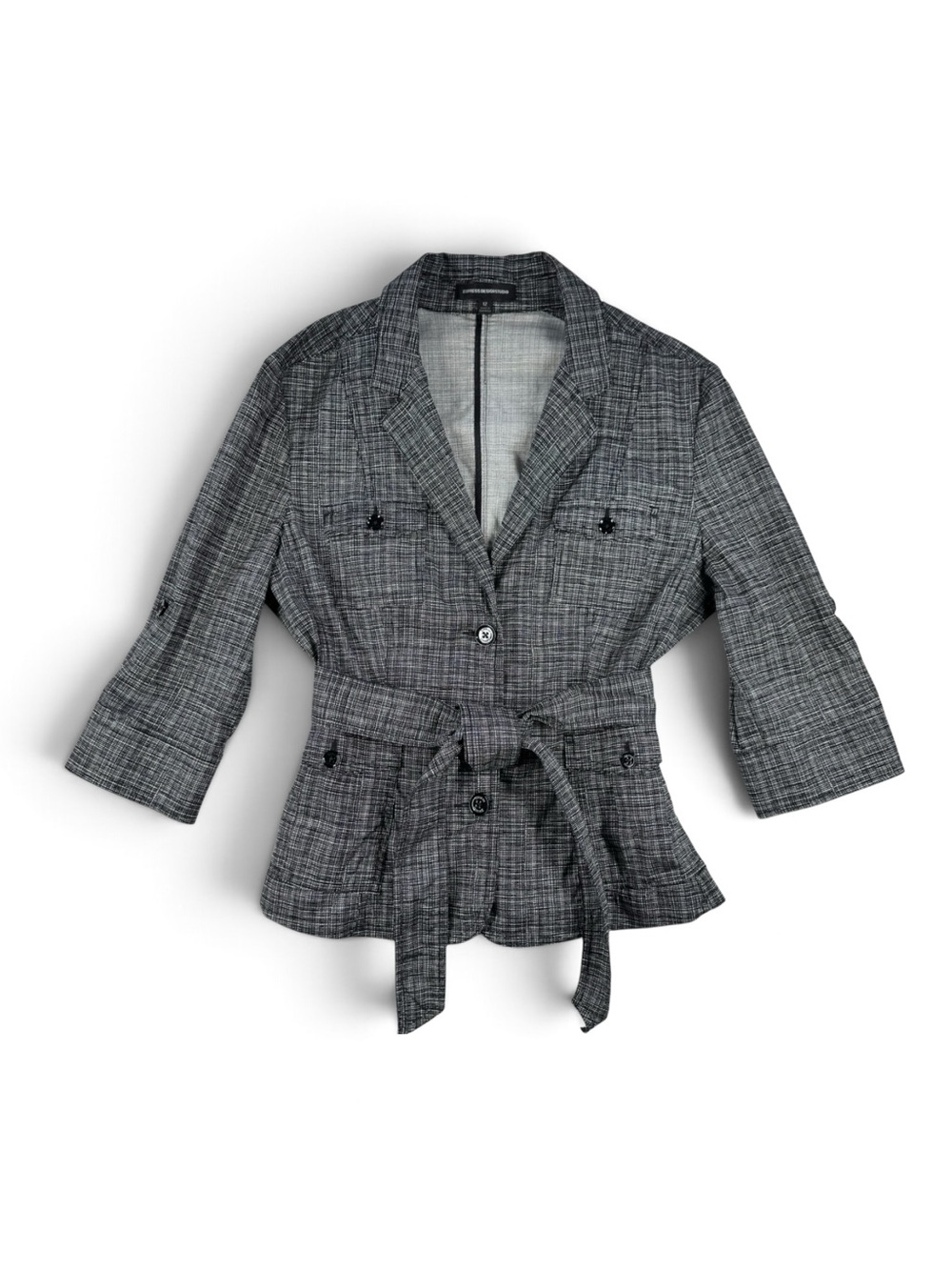 Express Y2K Black & White Plaid Belted Blazer / Size 12